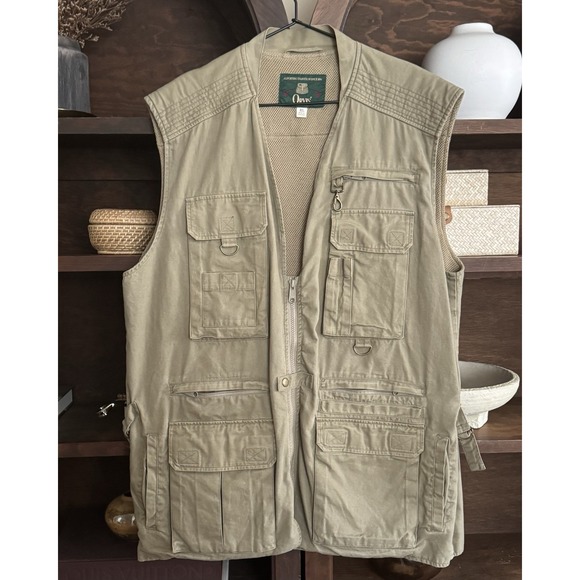 Orvis Other - Vintage Orvis Fishing Vest Mens XL Tan Fly Field Safari Multi Pocket Mesh